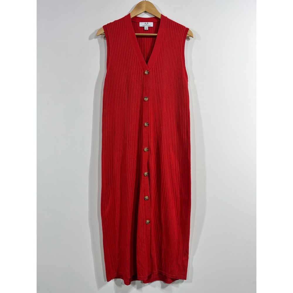 Magaschoni Old Money Fisherman Ribbed Knit Button Front Maxi Dress Womens‎ XL